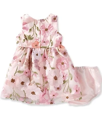Rare Editions Baby Girls Sleeveless Floral-Embroidered-Appliqued Fit-And-Flare Dress