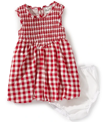 Rare Editions Baby Girls Sleeveless Gingham Printed Bubble Hem Dress