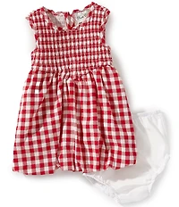 Rare Editions Baby Girls Sleeveless Gingham Printed Bubble Hem Dress