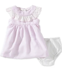 Rare Editions Baby Girls Sleeveless Scalloped Lace Collar Seersucker Dress