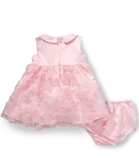 Rare Editions Baby Girls Sleeveless Peter Pan Collar Solid Bodice/Soutache-Floral-Embroidered-Skirted Fit-And-Flare Dress