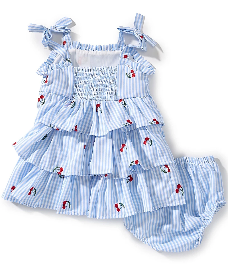 Rare Editions Baby Girls Sleeveless Striped/Cherry-Embroidered Dress