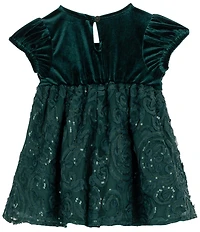 Rare Editions Baby Girls Velvet Stretch Bubble Bow Bodice Dress