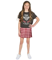 Rare Editions Big Girls Short-Sleeve Solid Free Bird T-Shirt & Plaid Skirt Set