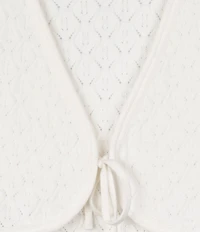 Rare Editions Big Girls Crochet Front Tie Cardigan