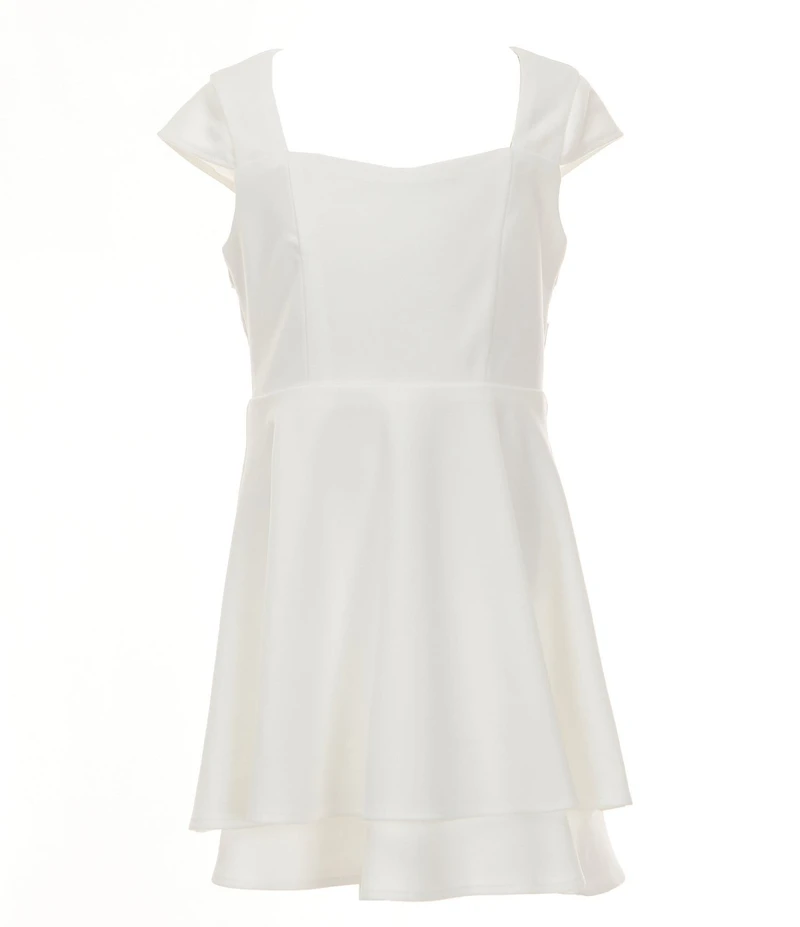 Rare Editions Big Girls Cap-Sleeve Tiered Fit & Flare Dress
