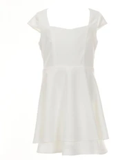 Rare Editions Big Girls Cap-Sleeve Tiered Fit & Flare Dress