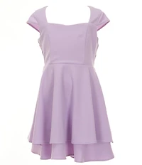 Rare Editions Big Girls Cap-Sleeve Tiered Fit & Flare Dress
