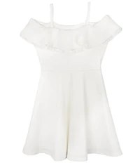 Rare Editions Big Girls Cold-Shoulder Fit-And-Flare Dress