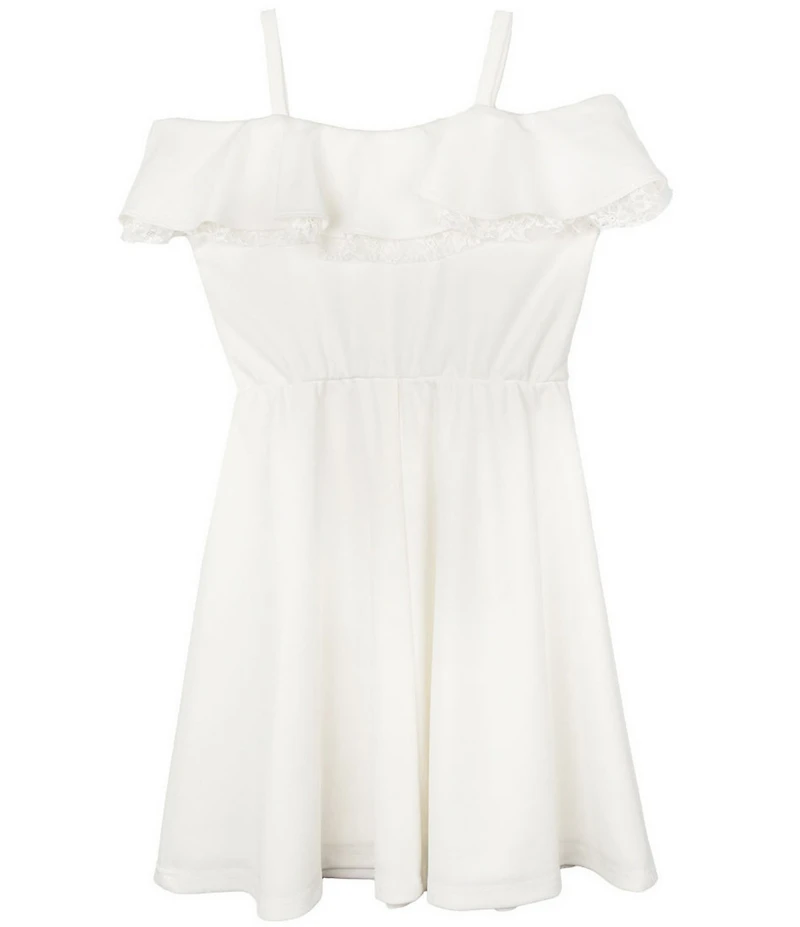 Rare Editions Big Girls Cold-Shoulder Fit-And-Flare Dress