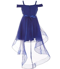 Rare Editions Big Girls Cold-Shoulder Scuba/Mesh Ballgown