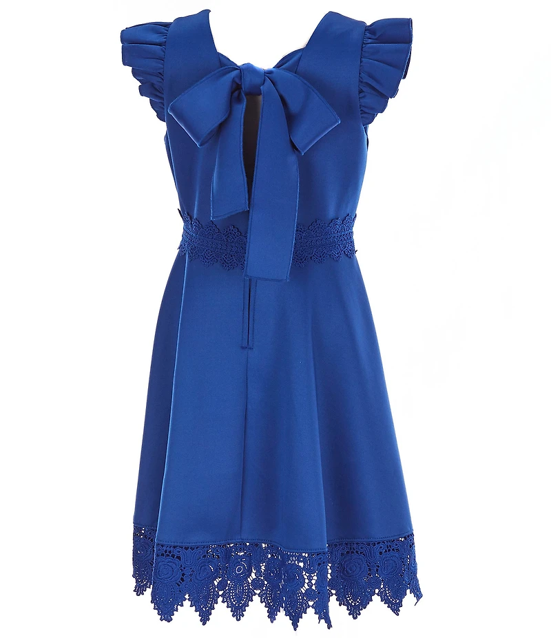 Rare Editions Big Girls Crochet-Trim Scuba Fit-And-Flare Dress