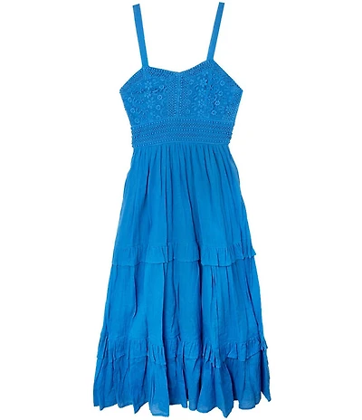 Rare Editions Big Girls Crocheted-Bodice/Ruffle-Tier Long Skirted Dress