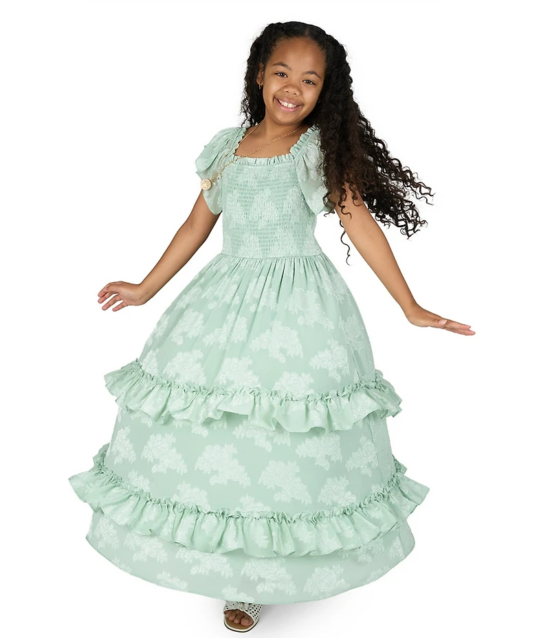 Rare Editions Big Girls Flutter-Sleeve Floral-Burnout Chiffon Tiered Long Dress