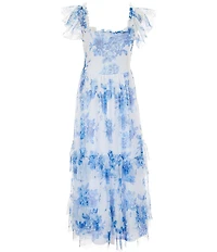 Rare Editions Big Girls Flutter-Sleeve/Shoulder-Strap Floral-Printed Dress