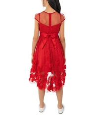 Rare Editions Big Girls Illusion-Yoke Bodice/Soutache-Embroidered High-Low-Hem Skirted Ballgown