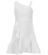 Rare Editions Big Girls One-Shoulder Asymmetrical-Ruffle Scuba Crepe Dress