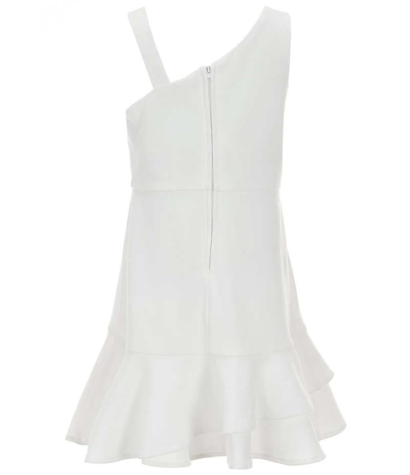 Rare Editions Big Girls One-Shoulder Asymmetrical-Ruffle Scuba Crepe Dress