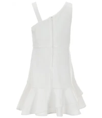 Rare Editions Big Girls One-Shoulder Asymmetrical-Ruffle Scuba Crepe Dress