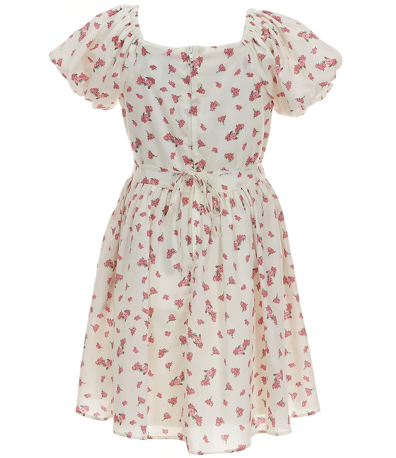 Rare Editions Big Girls Puffed-Sleeve Ditsy-Floral Peasant Dress