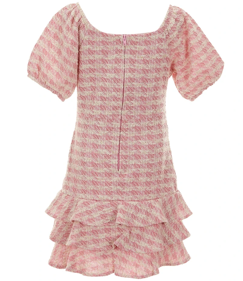 Rare Editions Big Girls Puffled-Sleeve Checked Boucle A-Line Dress