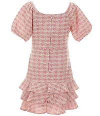 Rare Editions Big Girls Puffled-Sleeve Checked Boucle A-Line Dress