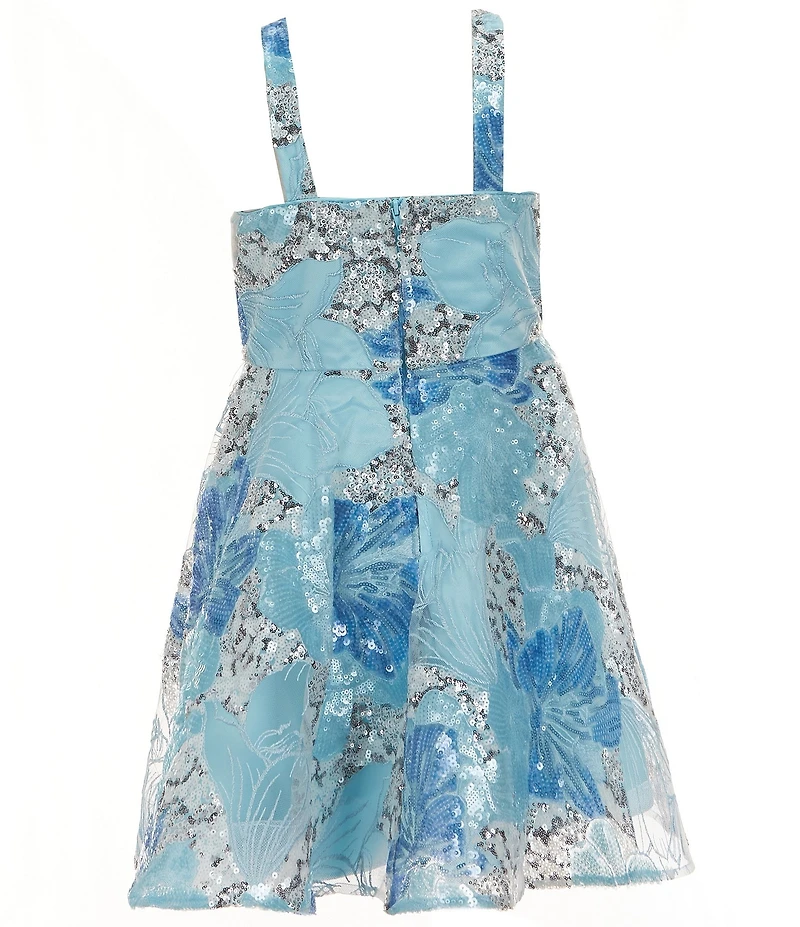 Rare Editions Big Girls Sequin-Embellished Floral-Embroidered Mesh Fit & Flare Dress