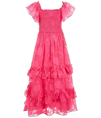 Rare Editions Big Girls Short Sleeve Burnout Chiffon Long Dress