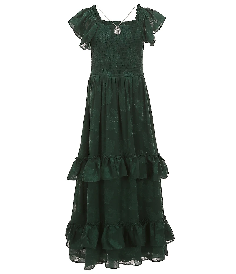 Rare Editions Big Girls Short Sleeve Burnout Chiffon Long Dress