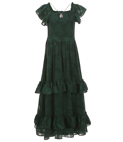 Rare Editions Big Girls Short Sleeve Burnout Chiffon Long Dress