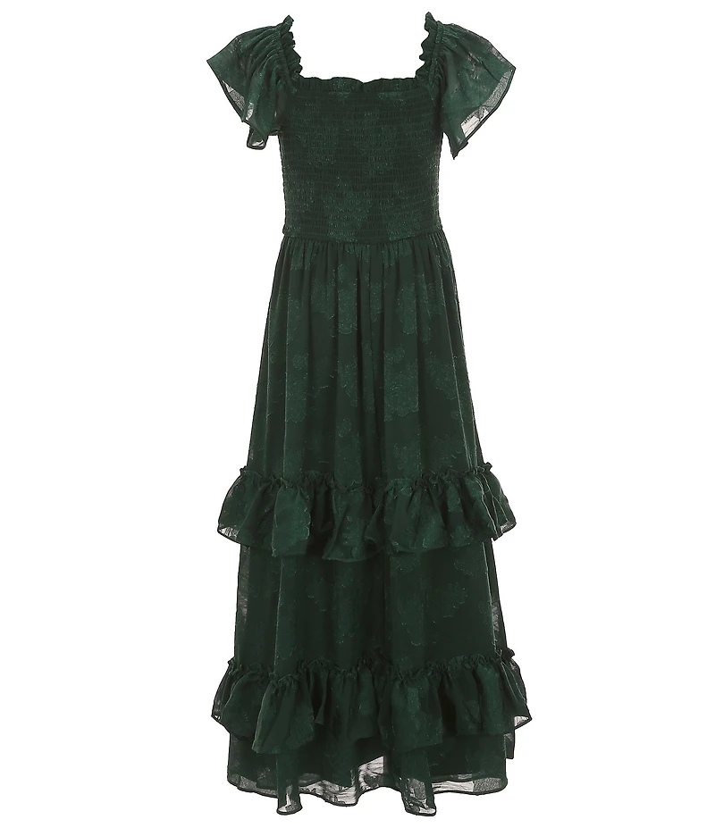 Rare Editions Big Girls Short Sleeve Burnout Chiffon Long Dress