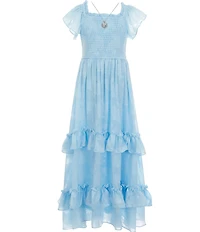 Rare Editions Big Girls Short Sleeve Burnout Chiffon Long Dress