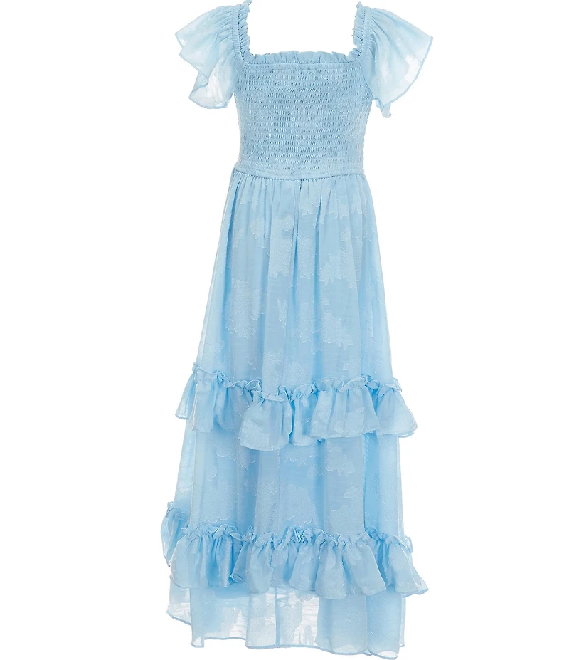 Rare Editions Big Girls Short Sleeve Burnout Chiffon Long Dress