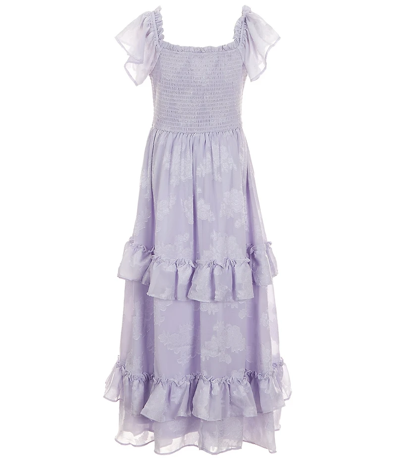 Rare Editions Big Girls Short Sleeve Burnout Chiffon Long Dress