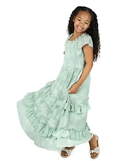 Rare Editions Big Girls Short Sleeve Burnout Chiffon Long Dress