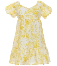 Rare Editions Big Girls Short-Sleeve Floral-Embroidered-Eyelet Fit & Flare Dress