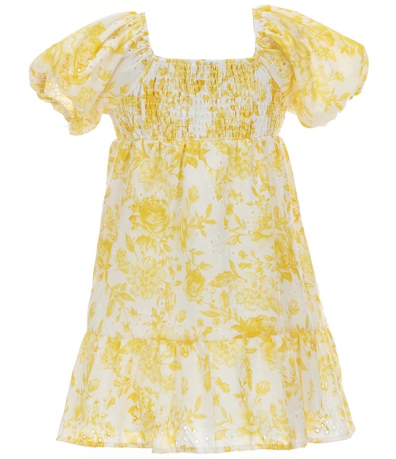 Rare Editions Big Girls Short-Sleeve Floral-Embroidered-Eyelet Fit & Flare Dress