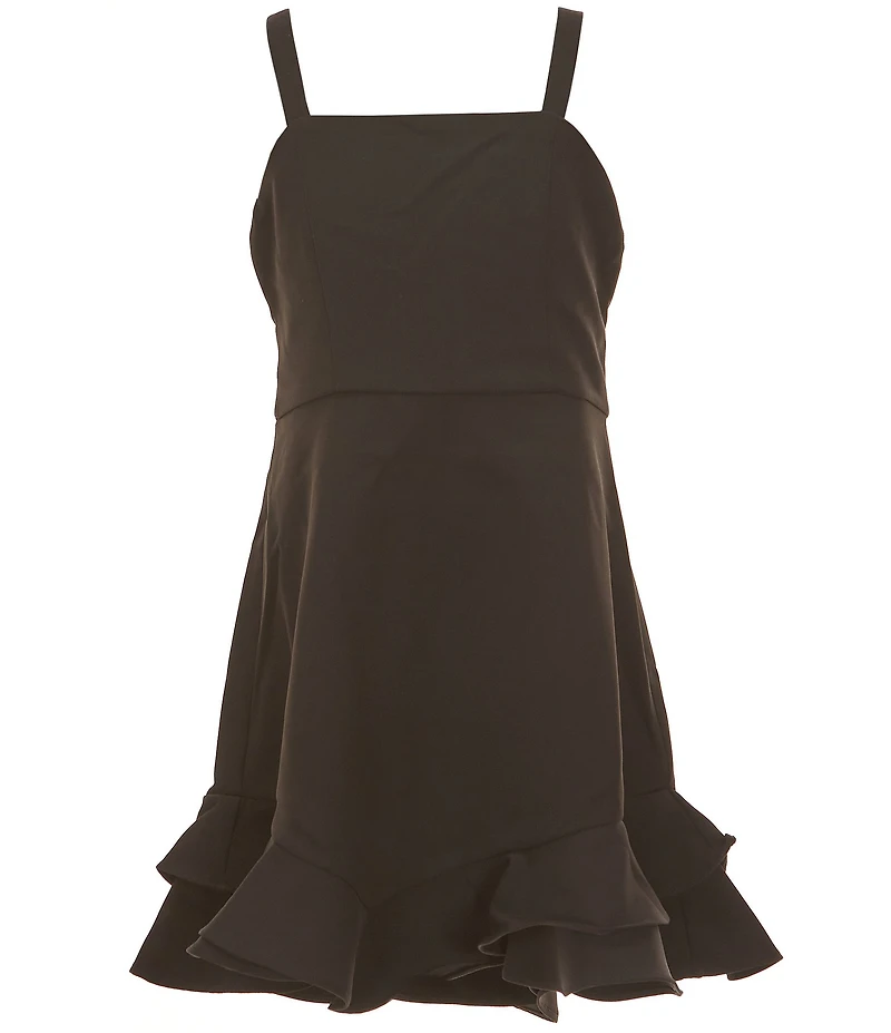 Rare Editions Big Girls Sleeveless Asymmertical-Ruffle-Hem Fit-And-Flare Dress