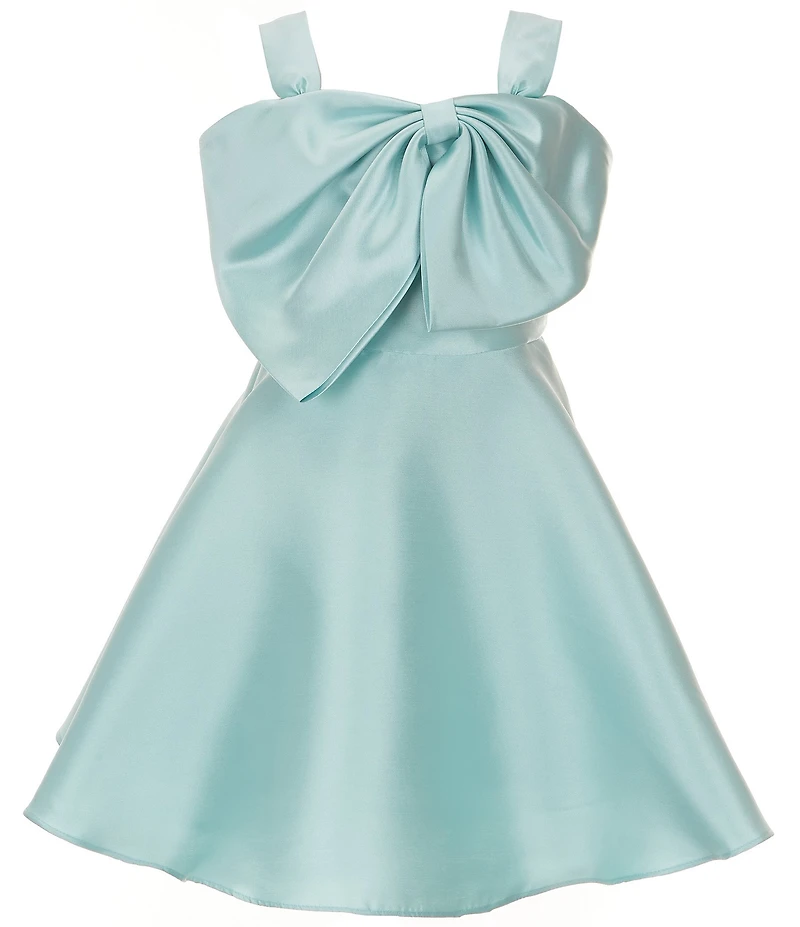 Rare Editions Big Girls Sleeveless Bow-Accented Mikado Fit & Flare Dress