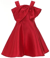 Rare Editions Big Girls Sleeveless Bow-Accented Mikado Fit & Flare Dress