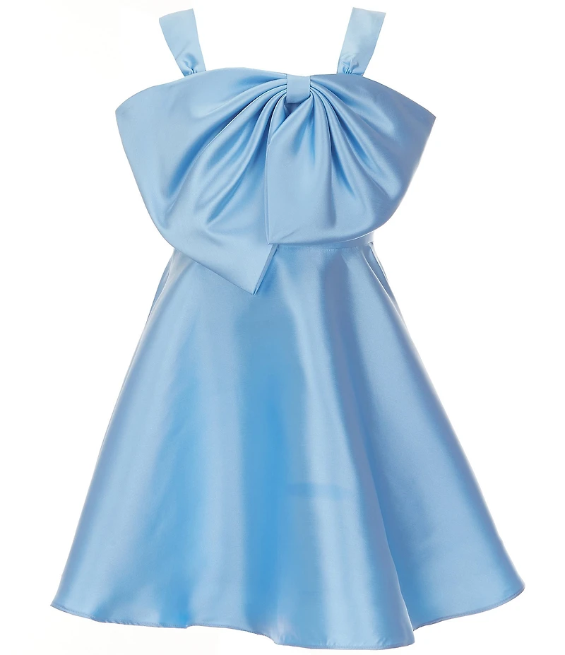 Rare Editions Big Girls Sleeveless Bow-Accented Mikado Fit & Flare Dress