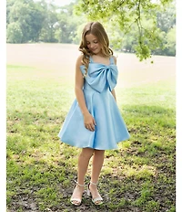 Rare Editions Big Girls Sleeveless Bow-Accented Mikado Fit & Flare Dress