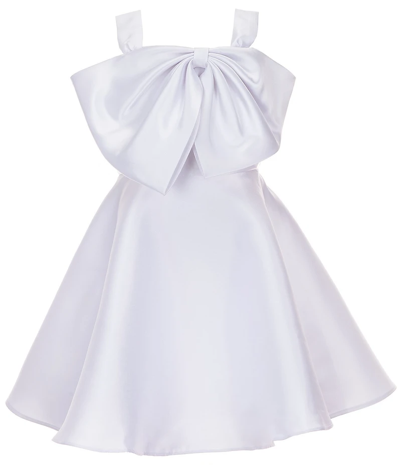 Rare Editions Big Girls Sleeveless Bow-Accented Mikado Fit & Flare Dress
