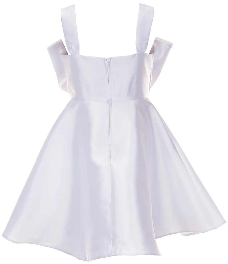 Rare Editions Big Girls Sleeveless Bow-Accented Mikado Fit & Flare Dress