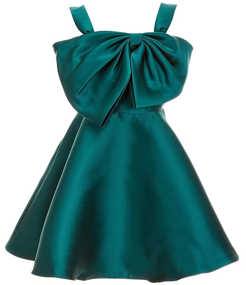 Rare Editions Big Girls Sleeveless Bow-Accented Mikado Fit & Flare Dress