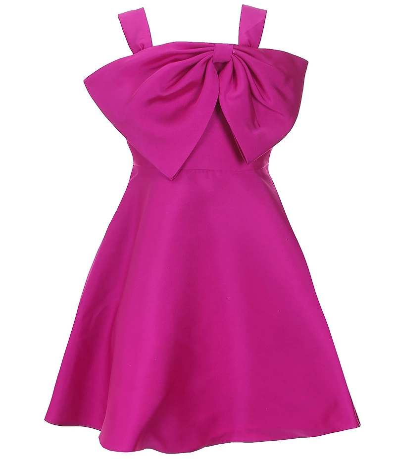 Rare Editions Big Girls Sleeveless Bow-Accented Mikado Fit & Flare Dress