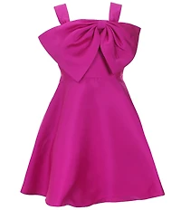 Rare Editions Big Girls Sleeveless Bow-Accented Mikado Fit & Flare Dress
