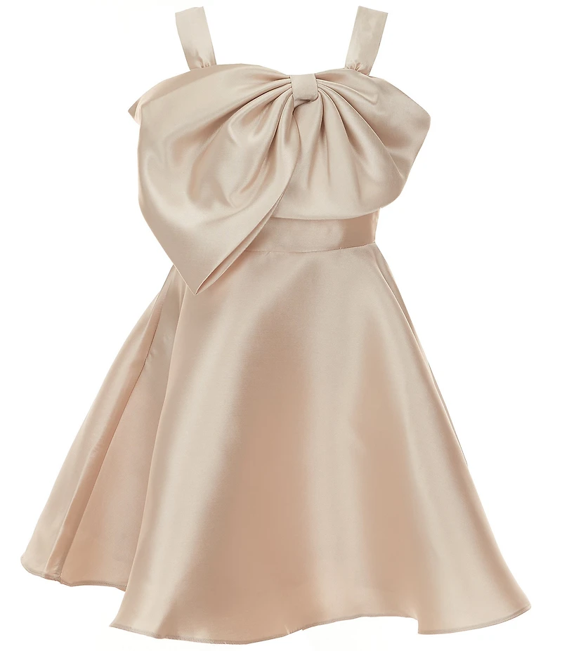 Rare Editions Big Girls Sleeveless Bow-Accented Mikado Fit & Flare Dress