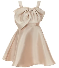 Rare Editions Big Girls Sleeveless Bow-Accented Mikado Fit & Flare Dress