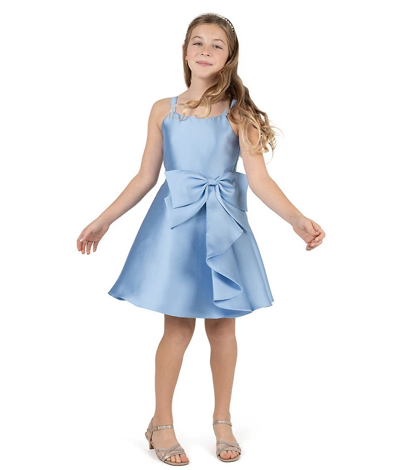 Rare Editions Big Girls Sleeveless Bow-Accented Mikado Fit-And-Flare Dress